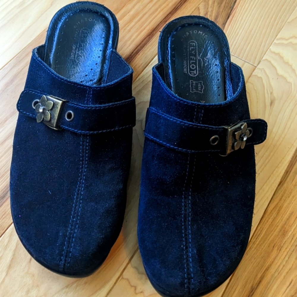 Flyflot Navy Blue Clog Mule Made in Italy Size 41 Like New, Excellent cond